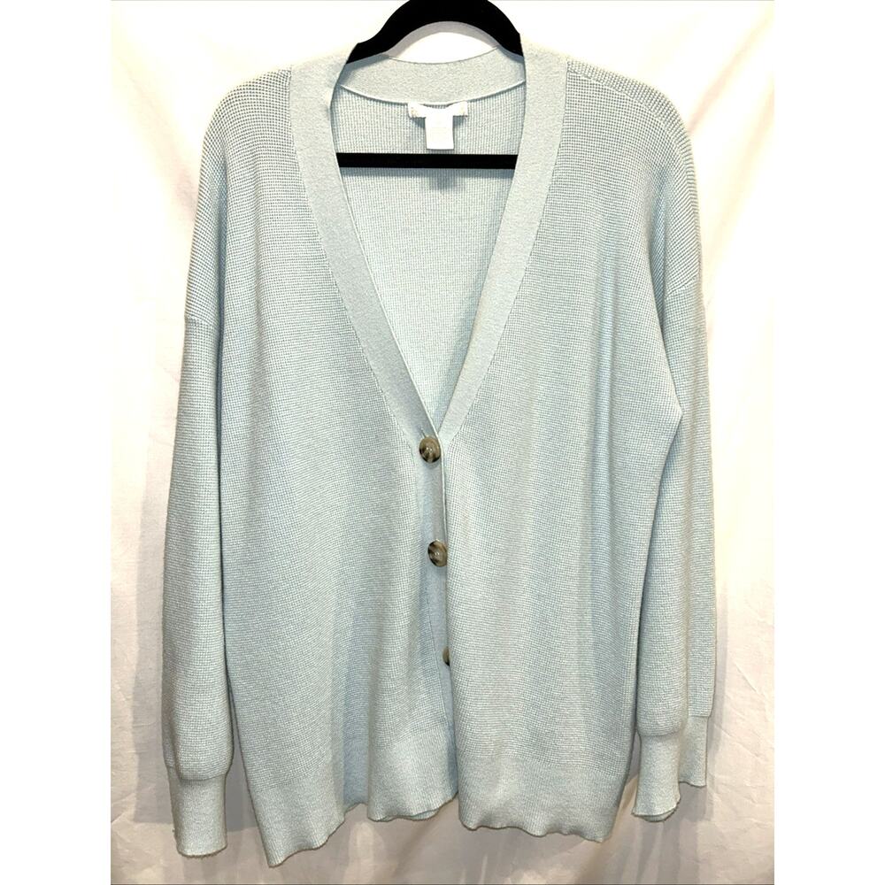 Design History Cardigan Sweater Womens XXL Light Blue Knit Comfort Old Money